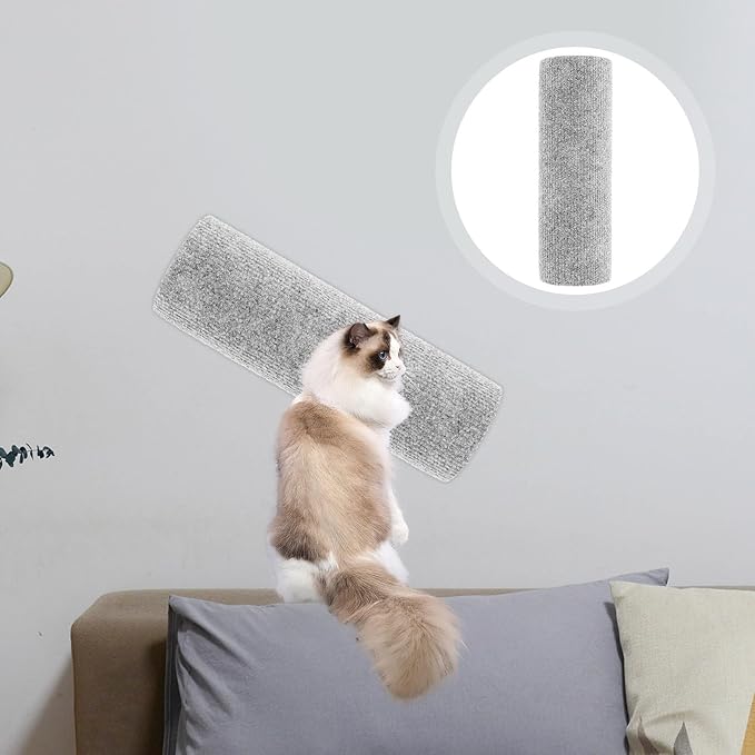 Beaupretty Reusable Cat Scratching Post Adhesive Base, Wear-Resistant Indoor Kitten Scratcher, 9x30cm Light Gray DIY Self-Adhesive Cat Climbing Tube for Home Use