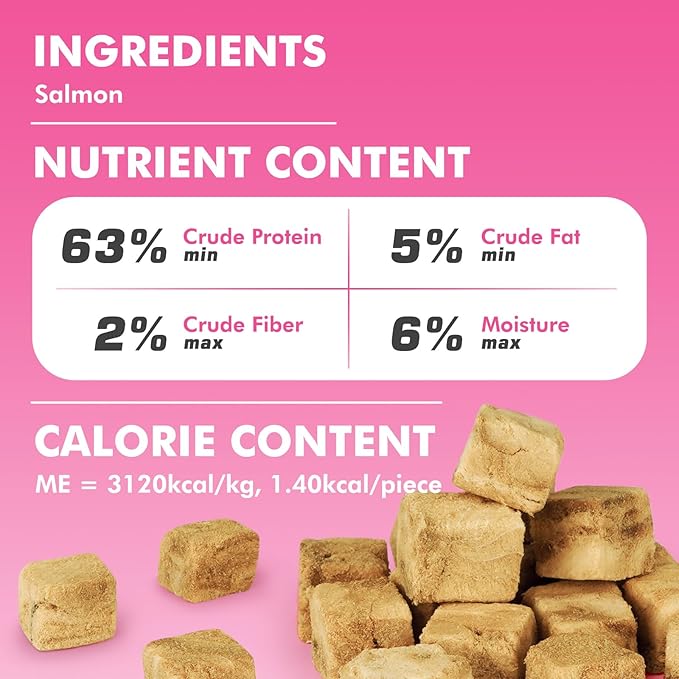 Freeze Dried Dog & Cat Treats – Single Ingredient Salmon, High Protein Training Treats & Food Topper, 10.6 oz
