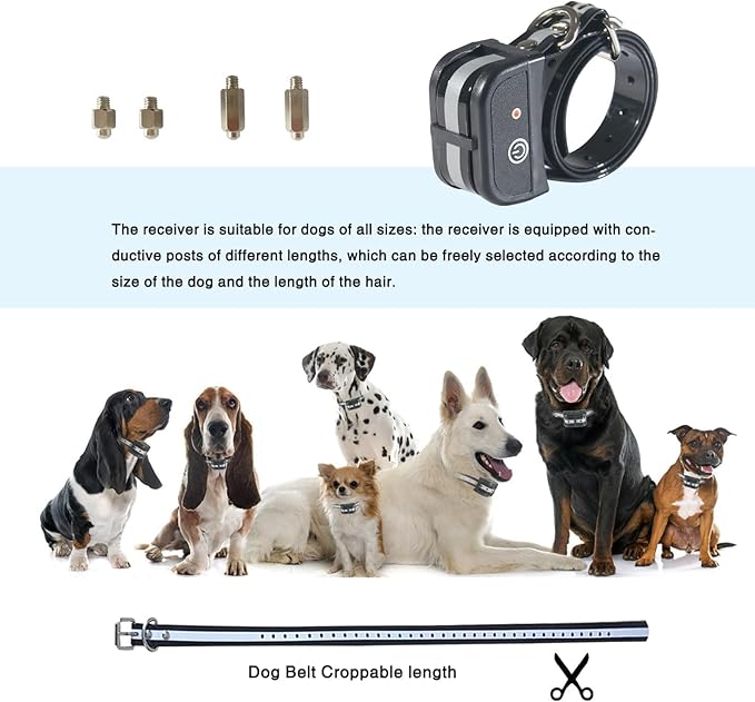 Plkm Dog Wireless Fence Electric Pet Containment System, Adjustable Control Range 100 to 2000 Feet, Safe Effective No Randomly Over Correction, Rechargeable Waterproof Collar Receiver