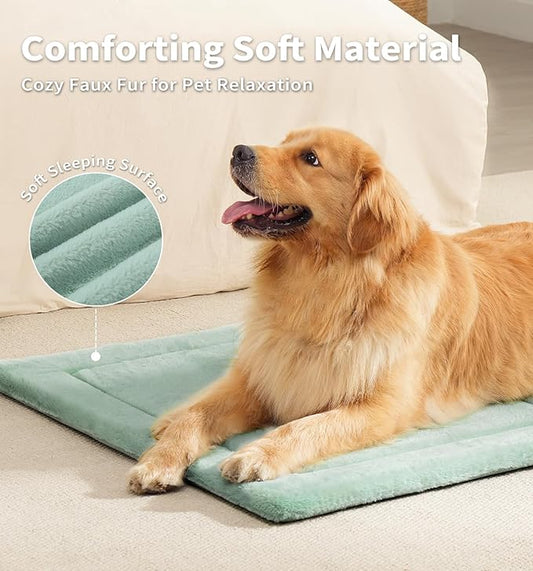MADE 4 PETS Dog Crate Pad Bed for Small Dogs, Washable & Reversible, Anti-Slip Kennel Mat for Cozy Sleeping, Soft Fluffy Dog Bed for Indoor & Outdoor Use, 24"x18", Green