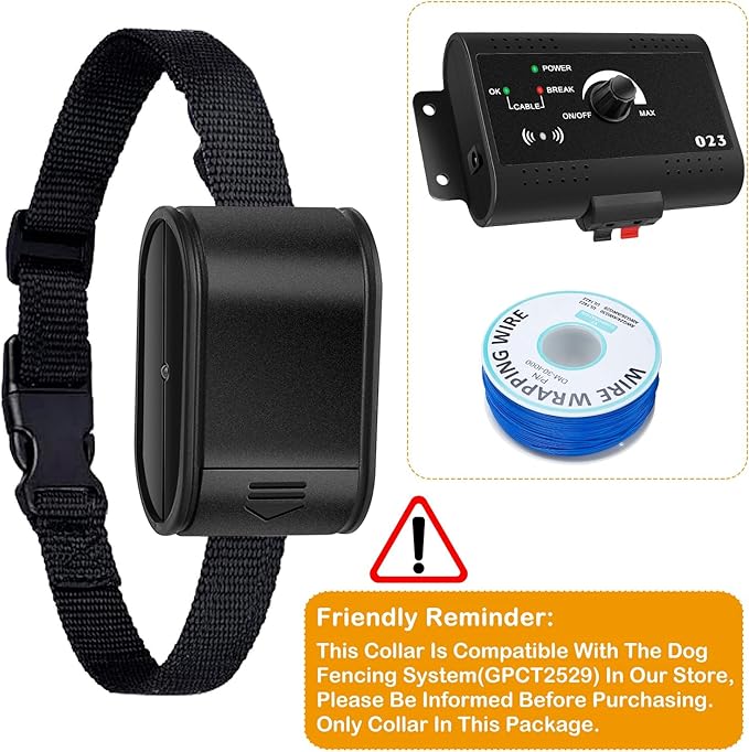 Moclever Electric Wireless Dog Fence Receiver Collar, Covers 1.2 Acre Pet Boundary Containment System, Tone Shock Waterproof, Buried 984 FT Wire for Small Medium Large Dogs