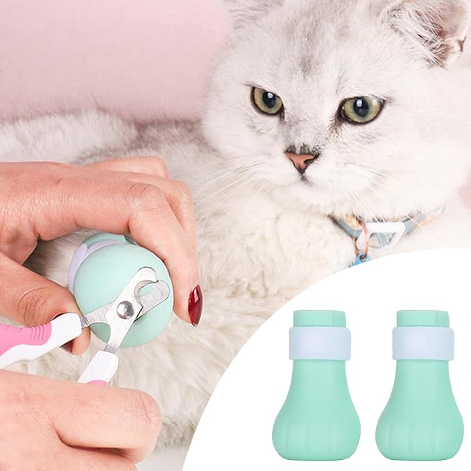 Anti-Scratch Cat Foot Cover 4pcs Silicone Cat Claw Covers Cat Claw Covers Cat Boots Cat Shoes for Bathing Shaving Grooming(Mint Green)