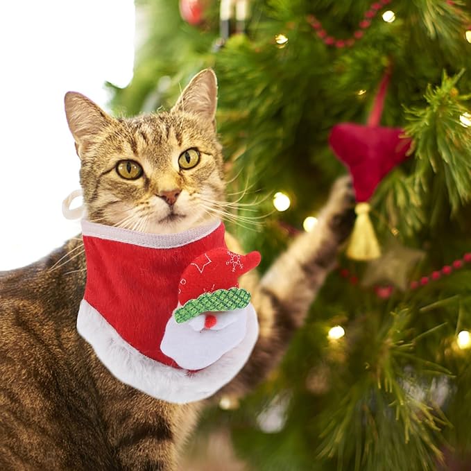 Christmas Dog Bandana Red Knit Scarf Warm Holiday Pet Neck Decor for Small Dogs and Cats, Soft Winter Accessories for Puppy and Pet Supplies