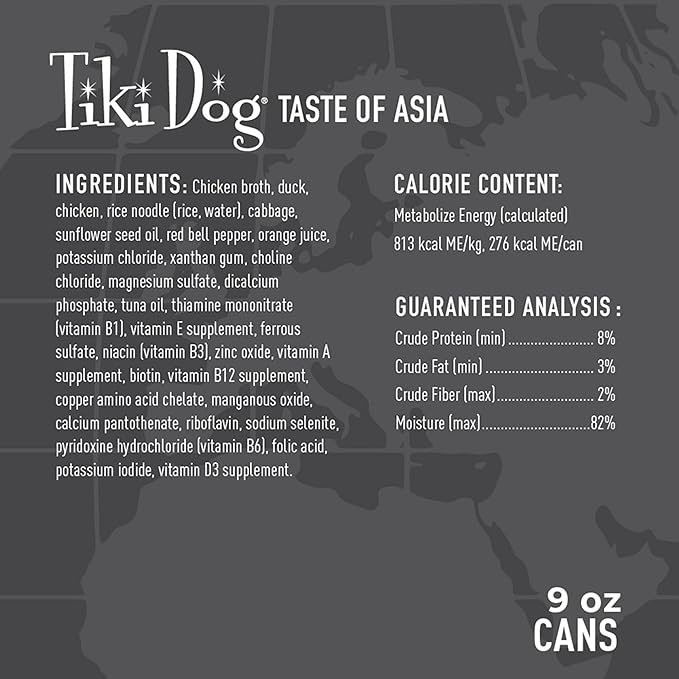 Tiki Dog Taste of The World Wet Dog Food, Asia, Peking Duck with Duck in Broth, 9 oz. Can (8 Count)