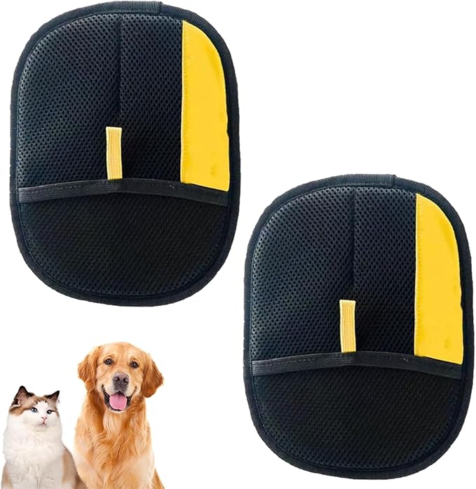 Pet Gloves, Electrostatic Pet Hair Remover Gloves, Reusable Double-Sided Grooming & Cleaning Glove for Cats/Dogs, Furniture, Carpet & Car Seats