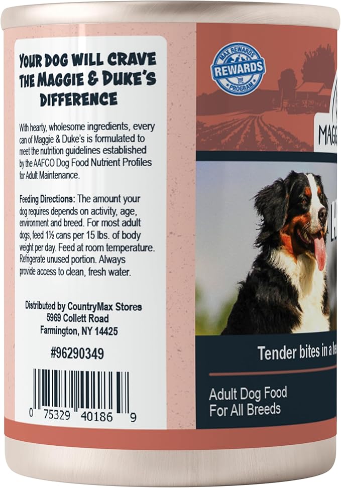 CountryMax Maggie & Duke's Tender Bites in Gravy Canned Dog Food, 14 oz Cans – Premium Wet Food for Dogs, High Protein, Grain-Free, Natural Ingredients (24 Pack, Hearty Beef)