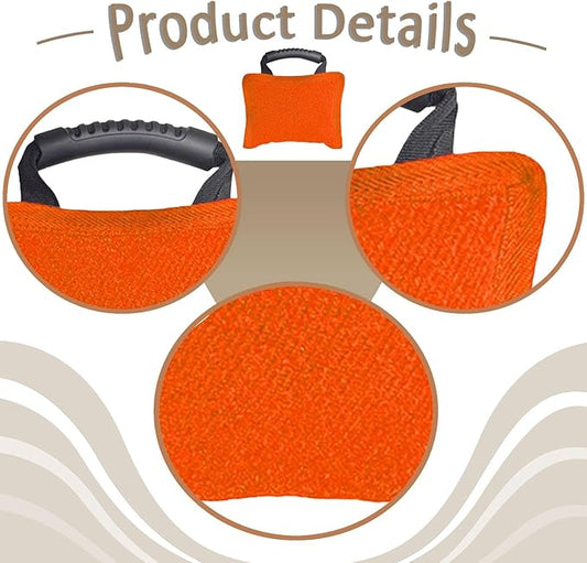 Baoblaze Dog Bite Pillow Tough Tug Toy Practical Portable Outdoor Pet Supplies for Small and Medium Sized Dogs Biting Pad with Handle, Orange