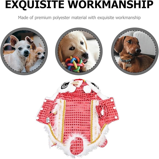 SOLUSTRE Lion Dance Dog Costume XL Red Pet Party Clothing New Year Pet Supplies Dog Clothes Red Festival Lion Dance Coat for Puppy’s Festive Photography Prop