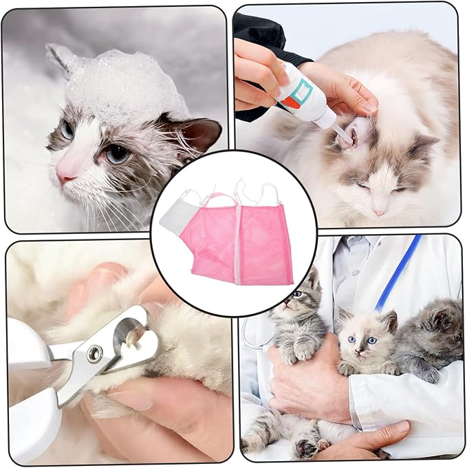 Totority Multi-Function Cat Grooming Bag Breathable Mesh Pouch for Bathing Nail Trimming and Veterinary Care Easy to Use Prevents Scratching for Cat Grooming Needs