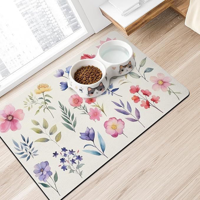Dog Food Mats for Floors Absorbent, Non-Slip Quick Dry Dog Mat for Food and Water, Cat Pet Food Mat Pet Supplies