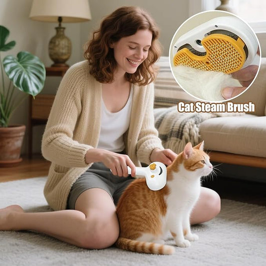 Pet Steam Brush for Cat,Self-Cleaning Cat Grooming Shedding Comb - Kitten Steam Comb,for Indoor Bath Shower Home Travel Pet Puppy Kitten
