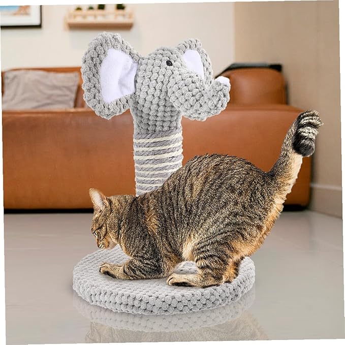 FRCOLOR 2pcs Small Elephant Design Cat Scratching Post Set Sisal Vertical Cat Climber with Resting Platform Sturdy Kitten Scratcher