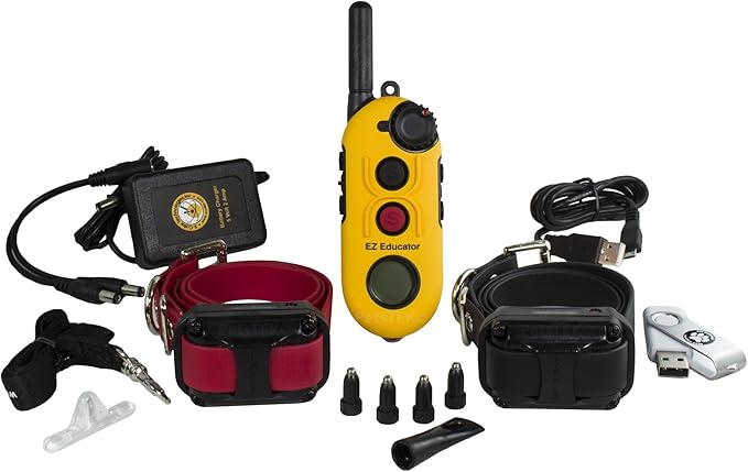 Educator EZ-902 E Collar for Dog Training with Remote - 1/2 Mile Range, Waterproof, 256 Blunt Stimulation Levels, Tone or Vibration Mode, Night Light for Small, Medium & Large Dogs (2 Dogs)