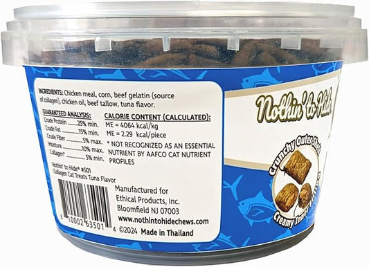 Fieldcrest Farms Nothin’ to Hide Collagen Cat Treats – Crunchy & Creamy Cat Snacks, High-Protein Healthy Treats for Skin, Coat & Joint Support, Tuna Flavor, 8 oz. Resealable Tub (Pack of 3)