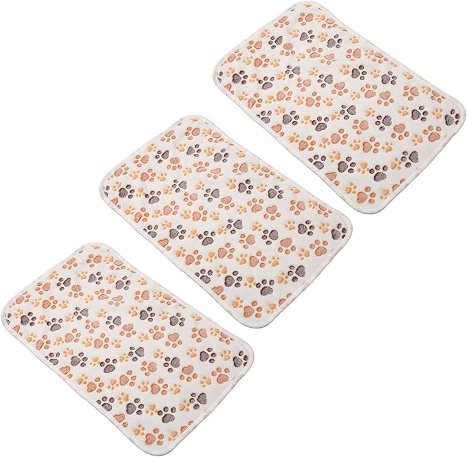 3Pcs Dog Paw Print Fleece Blanket, Pet Warm Sleep Mat, Coral Fleece Soft Dog Blanket with Cute Paw Design, Bite Resistant Pet Supplies for Dogs Cats Small Animals (S)