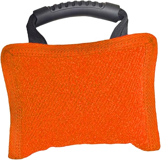 Baoblaze Dog Bite Pillow Tough Tug Toy Practical Portable Outdoor Pet Supplies for Small and Medium Sized Dogs Biting Pad with Handle, Orange