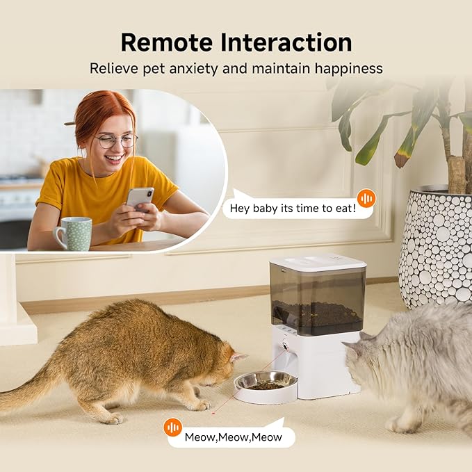 Automatic Cat Feeder with Camera, 6L Large Capacity Cat Food Dispenser, Scheduled Auto Cat Feeder, Smart App Control Remote Monitoring, 5G/2.4G WiFi, Low Food Alerts,2-Way Audio