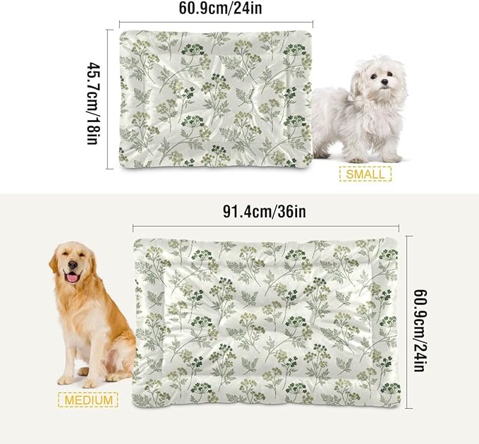 Dog Bed for Crate Washable Pet Sleep Pad, Floral Print Kennel Mat with Non-Slip Bottom, Soft Fluffy Supplies Pet for Dogs and Cats (24x18 inch)