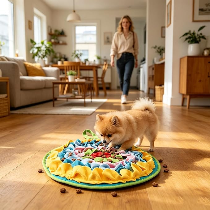 Interactive Feeding Fun, Dog Sniffing Mat, 15.7x11.8 Inch Puzzle Toy with Hidden Pockets, Slow Feeder Dispenser, Enrichment Gear with Colorful Style, Indoor Supply for Puppy and Small-Pet
