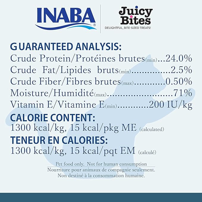 INABA Juicy Bites Grain-Free, Soft, Moist, Chewy Cat Treats with Vitamin E and Green Tea Extract, 0.4 Ounces per Pouch, 3 Pouches Total, Fish and Clam Flavor