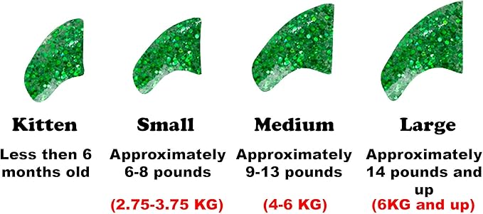 6 Month Piece Soft Nail Caps with Adhesive for Cat Claws - Emerald Glitter X-Small