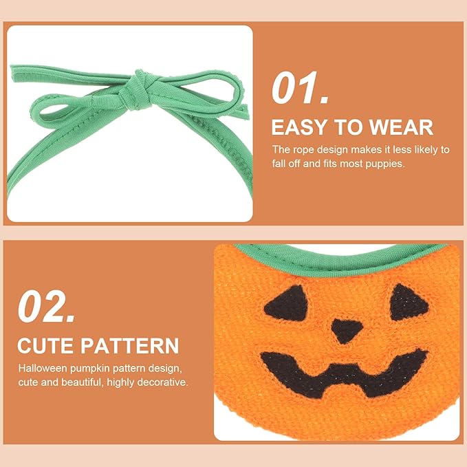 Halloween Pumpkin Dog Bandana Tie-on Bandana Bib Orange M Size for Pets to 15 Lbs Festival Pet Scarf Comfortable Cat and Dog Supplies