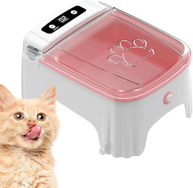 Timed Pet Feeder Machine - Auto Cat Feeding Bowl, Electric Food Dispenser Unit | Small Dog Programmable Dry Meal Device, Sensor-Based Feeder for Home Pet Routine and Easy Management