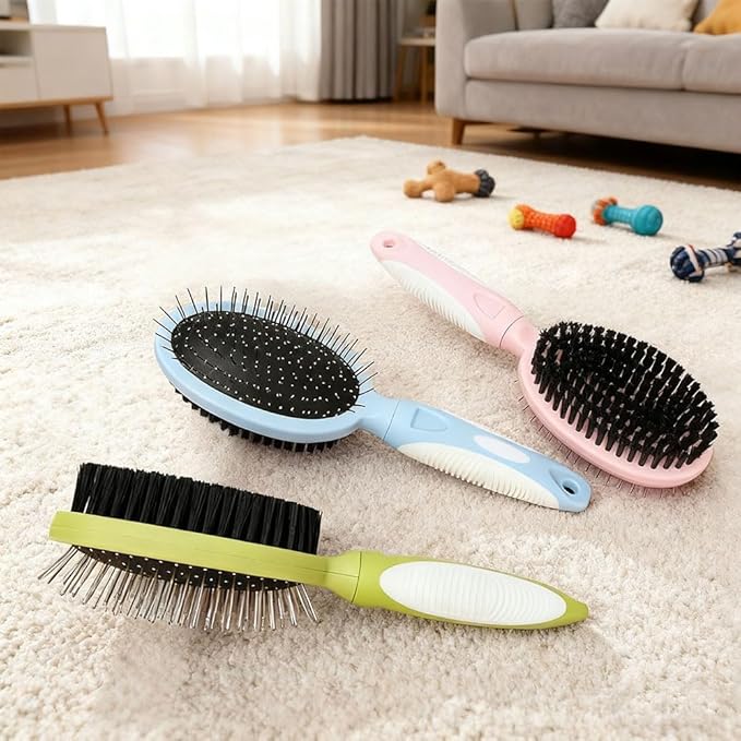 Dog Cat Comb Double-Sided Steel Needle Combs Pet Grooming Combs Brush for Short Long Hair Dematting Comb Pet Supplies Dematting Tools - Pink