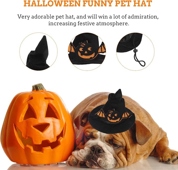 Halloween Pet Hat Black Ghost Bat Design Pet Decor Accessory Small Size for Holiday Costume and Party Supplies