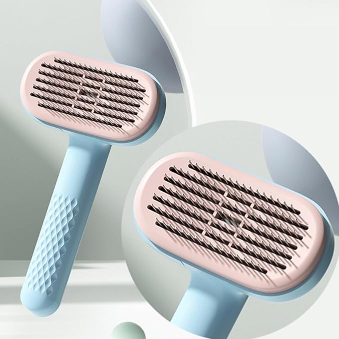 Self Cleaning Slicker Brush | Grooming Tool for Cats Dogs - Push Button Hair Remover, Detangling Undercoat Comb, Skin Massage Pins Reduce Shedding | for Veterinarians Owners Salon Use