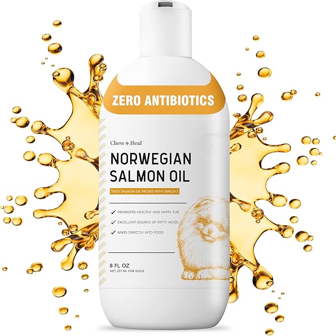 Salmon Oil for Dogs - Premium Fish Oil for Skin and Coat Health - Omega 3 Supplement - Supports Itchy Skin - 8 oz Liquid - Norwegian Dog Salmon Oil - Essential Dog Supplement