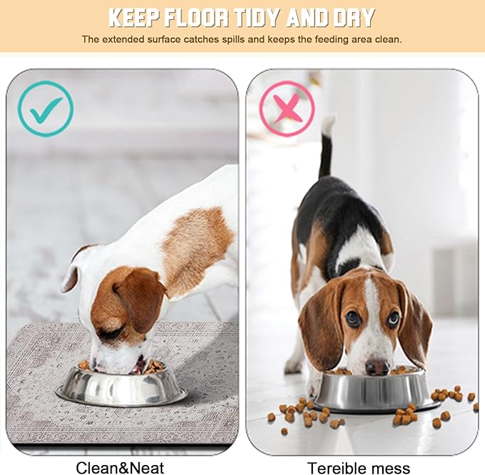 Dog Food Mat for Floors Waterproof Quick Dry Pet Placemat Cat Feeding Bowls Mats for Food and Water, Eco-Friendly Dog Accessories Diatomite Pets Supplies 17" X 30"