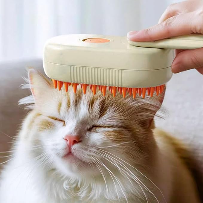 4 in 1 Cat Steam Brush for Shedding, Rechargeable Steam Brush for Cats and Dogs, Anti-Static Steam Pet Brushes, Massage, Cleaning, Shedding & Combing All In One (White)