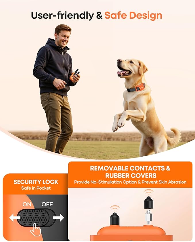 Jugbow Shock Collar for Dogs - 4200FT Dog Training Collar with Remote for 15-120lbs Medium Large Dog, with LED Light IPX8-Waterproof Rechargeable E-Collar with Beep (1-3), Vibration(1-3), Shock(0-16)