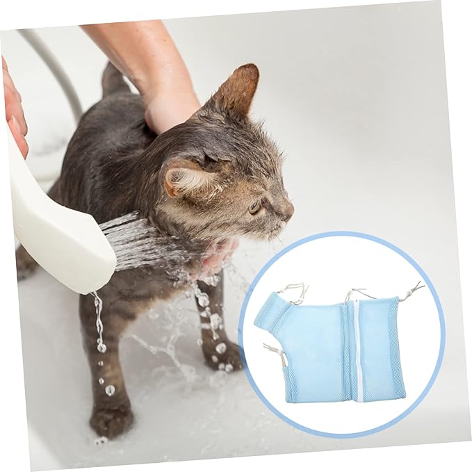 SUPVOX Cat Grooming Bath Bag Reusable Netting Bag Pet Wear-Resistant Polyester for Cats