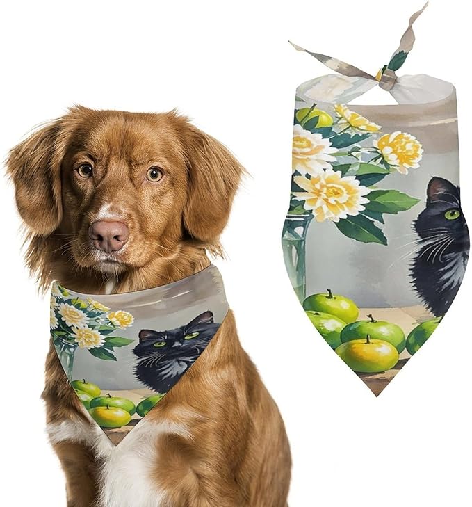 Dog Bandana Spring Pet Scarf Adjustable Triangle Family Cat Printing Dog Bib Washable Polyester Puppy Bandana for Small Medium Large Dogs Cat Birthday Party Supplies