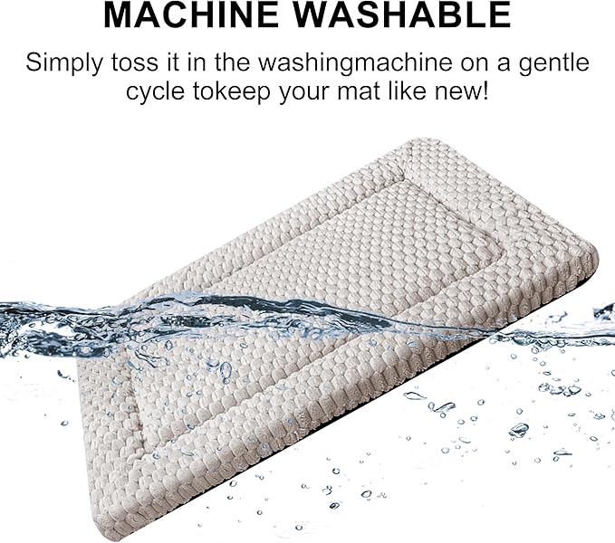 Dog Bed Mat,Reversible & Ultra Soft Kennel Pad-Machine Washable Pet Bed for Dogs & Cats-All-Weather Crate Liner for Crates,Carriers & Travel (Light Gray, 18" L x 14" W x 1.5" Th)