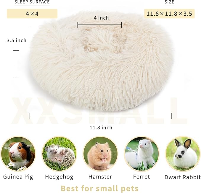 Guinea Pig Bed Hamster Bed Hedgehog Bed for Hamster/Hedgehog/Squirrel/Tortoise/Lizard and Other Small Animal 11.8 inch Beige