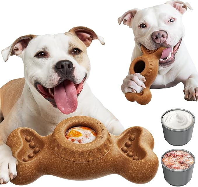 SHINKAI Refillable Frozen Dog Toy to Keep Them Busy - Tough Chew Toys for Aggressive Chewers, Ice Cream Holder Freezebone with Mold Cups, Reduces Anxiety & Destructive Behavior