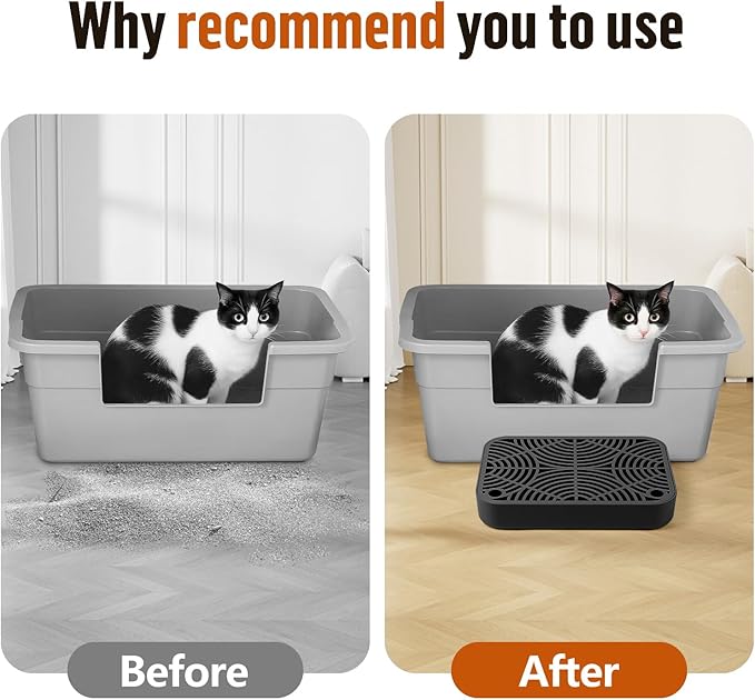 Cat Litter Box Ramp, Litter Box Step Mat with Filter Function for Self-Cleaning Cat Litter Box, Easy to Clean, Cats Pedal Step Stool Ideal for Kitten & Elderly Cats (Black)