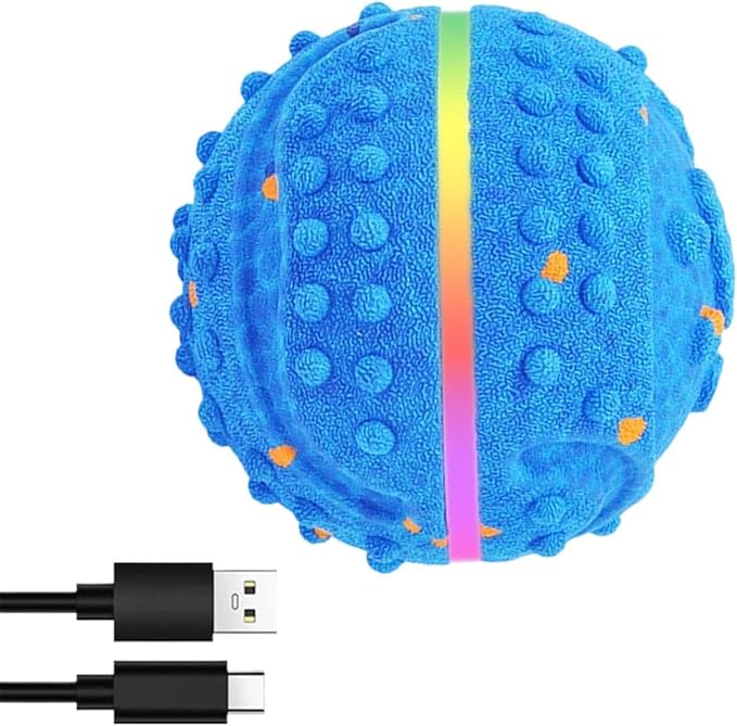 Smart Dog Ball Toy, Waterproof Bouncing Chewer, Play Device with 3 Modes and Lights Household Supply for Medium and Large Breeds Outdoor Indoor Organizer for Exercise Training Pet Boredom Daily