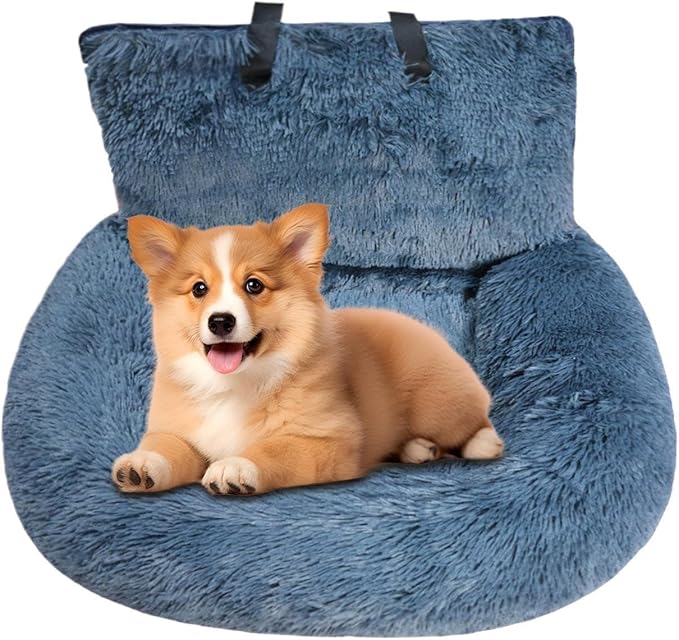 Small Dog Car Seat - Plush Cat Booster Car Seat,Washable Cushion Comfortable Travel Bed for Vehicle Truck Camping Adventures Vet Visit Daily Commuting Traveling