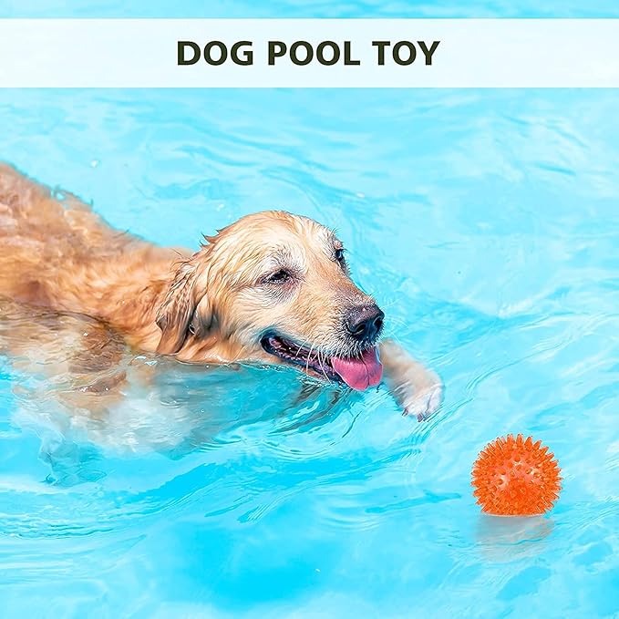 petizer 6 Pack 2.5” Squeaky Dog Toy Balls, Floating Dogs Pool Balls, Spiky Dog Balls, Durable Interactive Fetch Toys for Puppy, Dog Chew Toys for Teething (2.5", Small Dog)