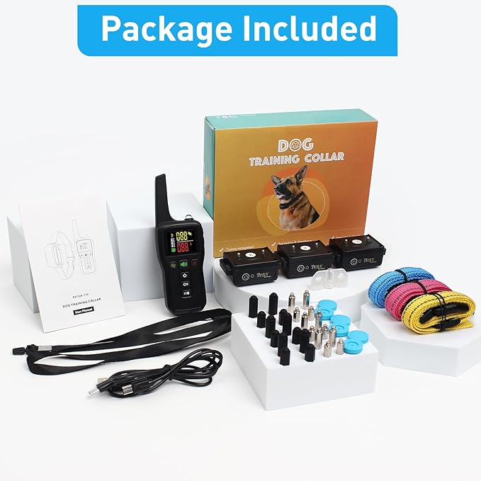 PetJoy Bark and Shock Collar Combo, Dog Bark Collar for Large Dogs, Auto Bark Collar with Remote (3 Dogs) - 3300 Ft Range, Remote and Automatic Modes 2 in 1