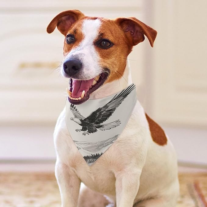 Dog Bandana Spring Pet Scarf Adjustable Triangle Soaring Eagle Printing Dog Bib Washable Polyester Puppy Bandana for Small Medium Large Dogs Cat Birthday Party Supplies