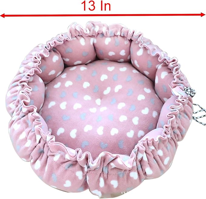 YIKANGHENG Cat Bed, 13 Inch Diameter Pink Cotton Pet Nest for Cat, Dog and Other Pets (Small)