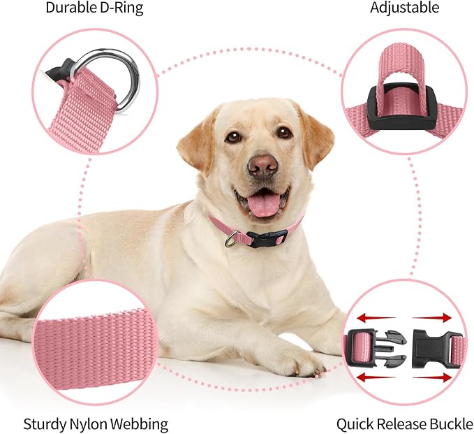 Shock Collar Replacement Strap, Stylish & Comfortable Nylon Dog Collar with Quick Release Buckle, Adjustable Dog Collar Compatible with PetSafe Bousnic Sportdog Garmin Ecollar (Pink & Yellow)
