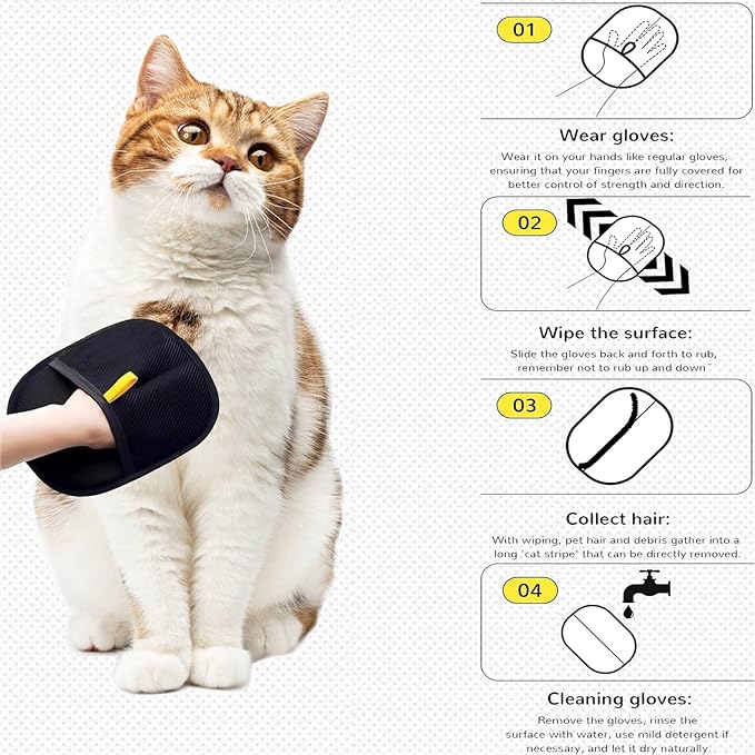 Pet Hair Removal Glove, Electrostatic Gloves Pet Hair, Reusable Electrostatic Pet Cat Dog Hair Remover Grooming Glove, 1/2 Pcs Static Pet Hair Removal Gloves for Couch, Furniture, Carpet, Curtain (1)
