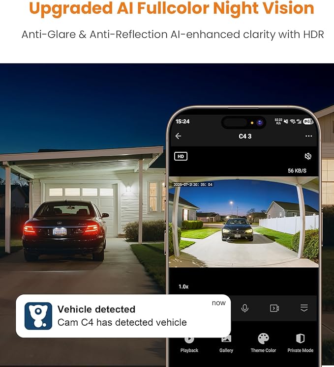 litokam Window Camera 3MP 2K, 2.4GHz & 5GHz Indoor Cameras for Home Security with Al Color Night Vision, Person/Motion/Sound Detection & Real-Time Alerts, 24/7 Recording, 104° View Angle, 2 Pack