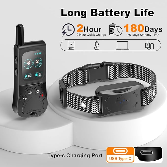 Wireless Dog Fence, Electric Dog Fence with 3 Warning Modes, Waterproof Portable Perimeter Dog Collar, Portable Training Control 1300FT Range, Outdoor Safe Pet Containment System Black